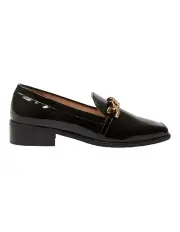 [Jane Debster] Dalton Flat Leather Loafers in Black Patent