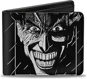 [Buckle-Down] DC Comics Wallet, Bifold, The Joker Smiling Face Sketch Black White, Vegan Leather, 4.0" x 3.5", Casual