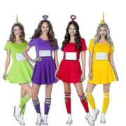 Women Teletubbies Costumes Tinky Winky Dipsy Laa-laa Po Cosplay Party Fancy Dress Suit Purple Adult M