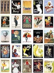 Artery8 50 Pcs Art Deco Vintage Advert Posters Aesthetic Collage Kit Wall Art Prints A6 Set Pack 15x10 cm (6x4") Room Decor Old Retro 1920's Advertising