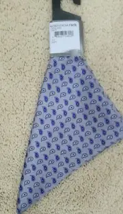 Nordstrom 100% Silk Hand Rolled Blue/Gray Paisley Pocket Square NEW W/TAGS