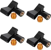 4pcs Mic Clips for Stands, Microphone Clip Holder with 4pcs 5/8" Male to 3/8" Female Screw Adapters Adjustable Mic Holder Clamp for Wireless & Wired Mics