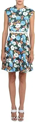 Carven - Cap Sleeve Floral Fit and Flare Dress, Size Medium, New with Tags
