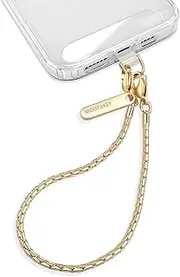 MOUTAKEY Phone Wrist Strap Metal Phone Chain Wristlet Strap Detachable iPhone Lanyard Wrist with 2 Tether Tabs iPhone Charm Strap for Women Girls Shopping Traveling Party Walking Gold