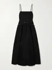 [SIMKHAI] SIMKHAI - Malena Embroidered Linen-blend Midi Dress - Black - US8 US 8 Black