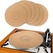 6 Pack Turntable Mats, Vintage Recessed Platter Slipmat for Vinyl Record Player, Professional Tuning Equipment Improve Sound, Cork Record Mat for Standard 12" Turntable Platters