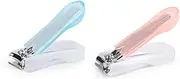 Minkissy 2pcs Carbon Steel Nail Cutters Protective Cover Manicure Set Nail Clippers Finger Clipper for Women Men Random Color