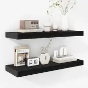 24 Inch Floating Shelves - Deep Rustic Black Wooden Wall Shelves - Extra Deep...