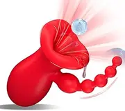 Vibrator Adult Sex Toys for Women - 3 in 1 Tongue Licking G-spot Vibrator Rose Sex Toys with 3 Sucking Modes & 10 Tongue Licking Modes & 10 Vibrating Modes, Anal Clit Nipple Sexual Pleasure Tools for Female Couples Sex Toys