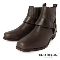 在飛比找Yahoo奇摩購物中心優惠-TINO BELLINI 男款 牛皮粗曠率性方頭短筒靴-咖啡