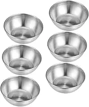 ABOOFAN 6pcs Mini Stainless Steel Appetizer Bowls Stylish Round Dipping Dishes for Sauces and Condiments Resistant Kitchenware for Home and Restaurant Use