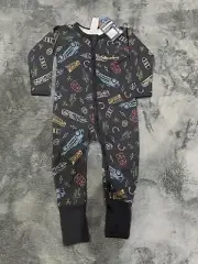 BONDS BABY WONDERSUIT - BACK TO THE FUTURE - BLACK COLOURFUL - SIZE 1 BNWT
