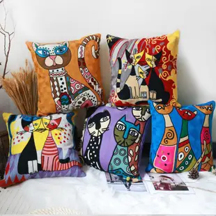 藝術印象派抱枕套靠墊腰墊滿繡刺繡畢加索抽象抱枕歐式沙發裝飾枕