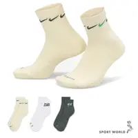 在飛比找Yahoo奇摩購物中心優惠-Nike 襪子 踝襪 排汗 3入組 米黃綠【運動世界】DH3