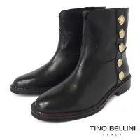在飛比找Yahoo奇摩購物中心優惠-Tino Bellini 義大利進口牛皮金屬釦飾微V型靴口中