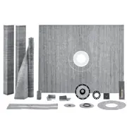 Shower Curb Kit, 1219x1524mm Shower Pan Kit with 50.8mm PVC Central Flange, Waterproof Membrane, Stainless Steel Grate and Joint Sealant, Shower Pan Slope Sticks Fit for
