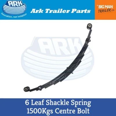 Ark 2x Black 6 Leaf Shackle Spring 9/16" Nylon Bush 1500KG Centre Bolt SEE616