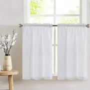 White 36X45 Inch Ready Made Pack Of 2 Waffle Weave Tier Curtains