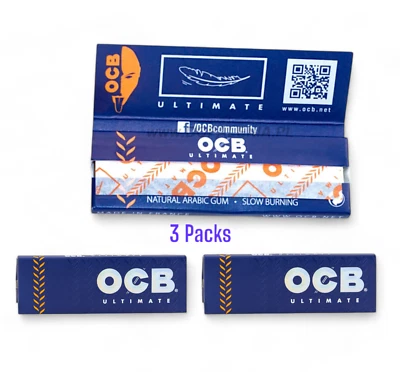 3x OCB Ultimate Single Regular Size Papers Thin Cigarette Roll Paper