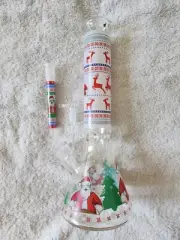 35cm Glass Beaker Water Pipe - Christmas/Santa theme. Glass Bowl included - 14mm