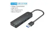 Vention 6-in-1 USB 3.0 Hub with Sound Card & Power Supply - Black 0.15m