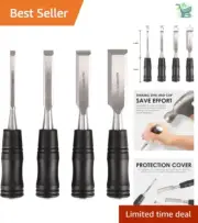 Professional Set of 4 Long Pattern Wood Chisels with PVC Handles - 30-184