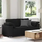 Modern Black Fabric Loveseat Sofa, 2.5 Seater Couch for Living Room, Durable Apartment Furniture