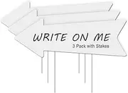 Blank Arrow Signs with Stakes 3 Pack 17 x 6 Inches Wedding Directional Yard Signs with Stakes, This Way Arrow Yard Signs Birthday Party Signs Arrow