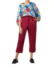 GORMAN Cropped Pants Size 10 In Raspberry Red Devon RRP $199
