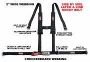 KAWASAKI SIDE X SIDE 2" SEAT BELT NEW HARNESS RACE HARNESS BLACK CHECKERBOARD