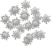 [Eigell] 20Pcs Snowflakes Round Pendant Cabochon Bezel Settings Trays Cabochon Setting Base Pendant for DIY Necklace Earrings Bracelet Findings