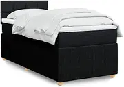 vidaXL Box Spring Bed with Mattress - King Single Bed Dark Grey - Pocket Spring and Foam Mattress Cover - LED Lights - Bedroom Furniture