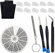 Roczential Eyeglass Repair Kit, Tweezer, Glasses Repair Kit with 1000 Pcs Small Screws, with Nose Pads and Screwdriver, Glasses and Watch Repair Tool Set for Eyeglasses, Sunglasses Watches