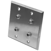 2 Gang Stainless Steel Wall Plate with Four 1/4 Inch TRS Stereo Jacks PA Install