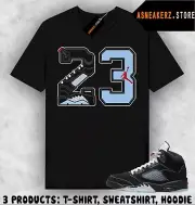 Tee Shirt Matching AJ 5 Black Metallic Reimagined Match Sneaker Retro Number 23