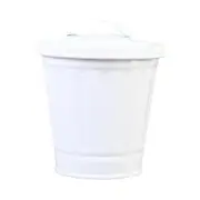 Desktop Trash Can Large Capacity with Lid Bucket Shape Stainless Leakproof Garbage Storage Coated Large Opening Waste Bin Household Supplies white