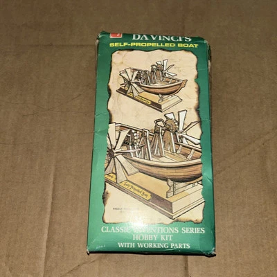 Vintage AMT Leonardo Da Vinci’s Self Propelled Boat L102 Model Kit Complete Kit