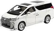 Die-cast Diecast 1:18 for Toyota Alpha Car Models 6 Doors Opened Pull Back Sound Light Metal Simulated Mini Vehicle Vehicle Miniature Vehicle(White)