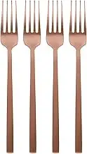Argon Tableware Stainless Steel Dinner Forks - 19.5cm - Copper - 4X Dining Forks High Polished Metal Fork 4-Piece Table Fork Cutlery Set