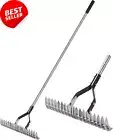 15" Thatch Rake, Heavy Duty, Stainless Steel Handle, Lawn Dethatcher