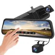 Backup Camera 10 inch Mirror Dash Cam Dual Lens Front Rear Dash Camera 1080P ...