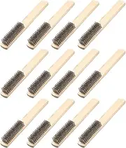 12 PCS We Brush Set with Wood Handle Stainless Steel We Scratch Brush for Cleaning Rust Removal