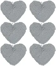 uxcell 6-Pack Heart Shape Faux Fur Pom Poms, 1.2 Inch/ 3.9 cm Soft Fluffy Pompoms Balls Faux Rabbit Fur with Elastic Loop for Hats/Bags/Keychains/Knitting/DIY Crafts [Light Grey]