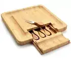 Bamboo Cheese Board and Knife Set Wood Charcuterie Board Set for Meat Cheese