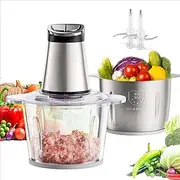 3L Dual Bowl Food Prep Processor with 2 Blades, 2-Speed Settings & Digital Display – Quiet Kitchen Appliance