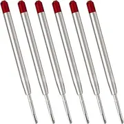 6 Pack - TikiPen Blue Parker Compatible Ballpoint Pen Refills. Smooth Writing German Ink and 1mm Medium Tip… (Red)