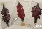 3 Headbands Hairbands Sequins Flowers Red AB Sparkly NIP