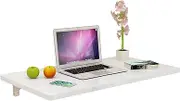 White Folding Table Computer Laptop Table Wall Hanging Dining Kitchen Table Foldable Study Desk Solid Wood MDF Table
