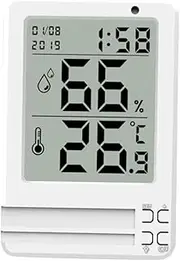 BESPORTBLE Indoor Hygrometer Display Digital Thermometer for Home Use Lightweight Portable Temperature Monitor for Office Bedroom Living White No Battery