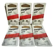 Energizer 377 Watch Electronic Batteries Exp. 3/26 Pack Of 6 Twin Packs 377BPZ-2
